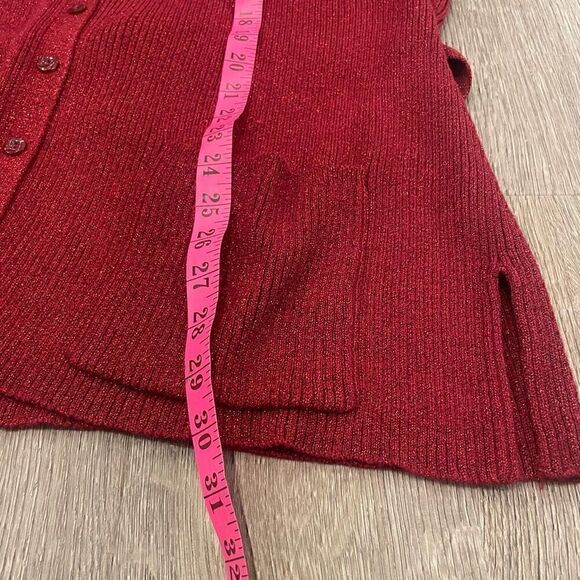 Emma & James Sweater Size 1X Red Sparkle Top Cardigan Dressy Christmas Button Up - Picture 9 of 9